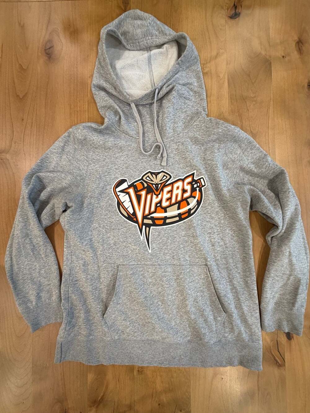 District Vipers Hockey Mascot Logo Grey Pullover Hoodie XL